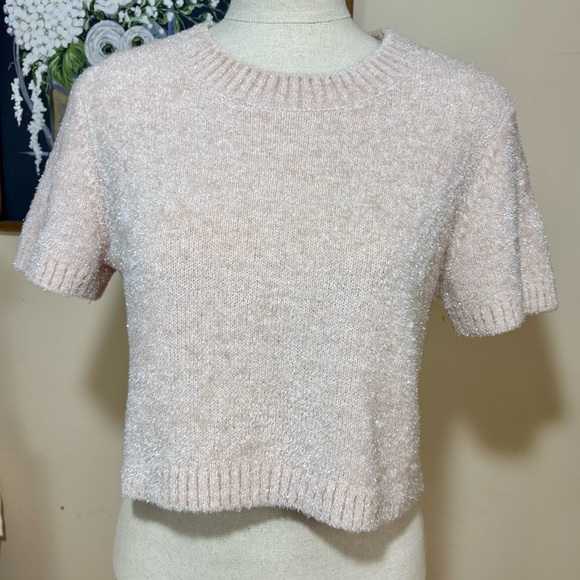 Lovers + Friends Sweaters - Lovers + Friends Crop Blush Sparkle Knit Sweater